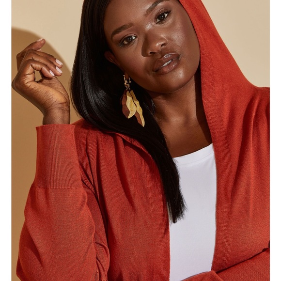 New! Women’s ASHLEY Stewart Hooded Knit Open Front Cardigan Sweater Size 18/20 - Picture 8 of 9